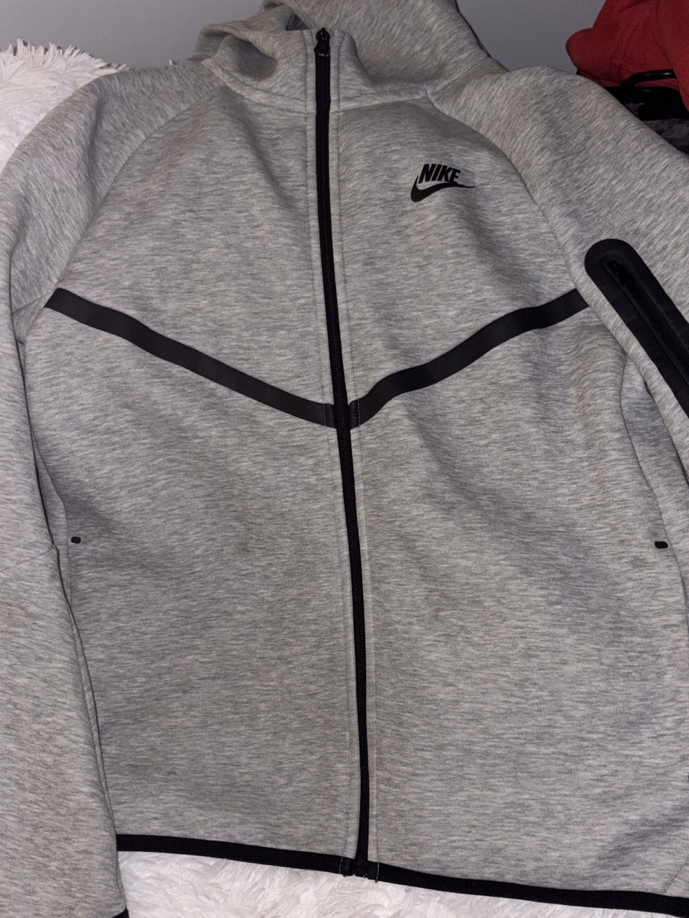 Nike Tech Boys Light Gray Full-Zip Hoodie XL